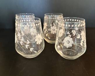 Vtg. Floral glassware