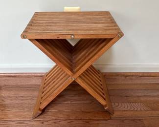 Teak folding stool/side table (2)