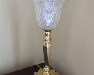 Vtg. Brass and Crystal table lamp