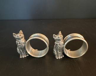 Pewter cat napkin rings