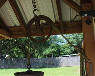 well pulley and decorative bucket