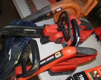 B&D battery chainsaw, blower and weeder