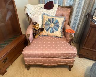 Side Chair with Pillows and Throw