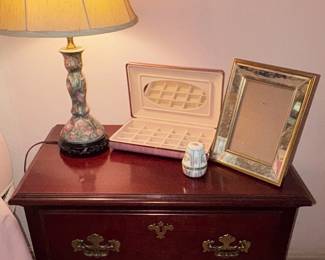 vintage Nightstand, Handpainted Lamps, Vintage Picture Frames