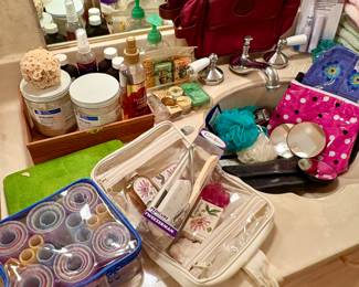 Berts Bee Products, curlers, lotions, mirrors, loofah , foot care