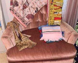 Crushed velour chair, Egyptian style wall hangers/Scarves, Tassels, Scarves