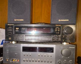 Pioneer receiver, Mitsubishi receiver, as is, small Pioneer Speakers