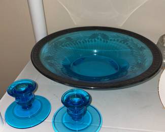 Vintage Fenton? Console Bowl and Candle holders