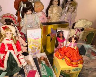 porcelain dolls, musical dolls, Barbies and more