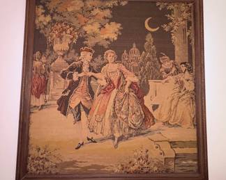 Large framed Victorian tapestry wall art