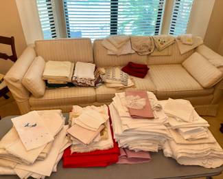 Vintage tablecloths, napkins, towels, doilies and others