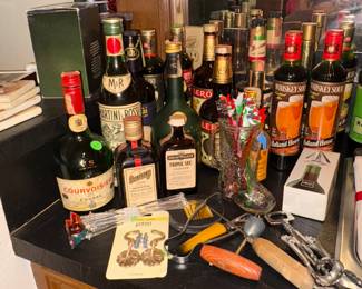 Vintage Barware items, wine stoppers,