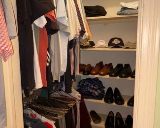 Mens closet, Sport coats, Suits, Cole Haan Leather shoes, shoe stretchers, PGA Pole shirts, Dress Shirts Name-brands