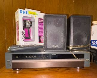 Mitsubish VHS player as is, KLM speakers, a video camera