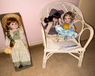 More porcelain and bisque styles, childs wicker chair