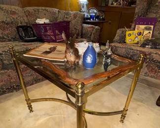 Brass and glass coffee table