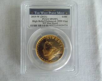 2019 W $100 Gold Coin High Relief Enhanced .9999 Fine