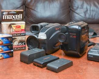 Panasonic AF X6 Palmcorder And Panasonic Palmcorder PV-A207 With Video Cassette Tapes