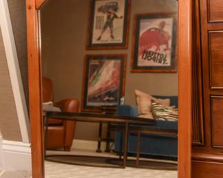 Vintage Oak Wood Wall Mirror