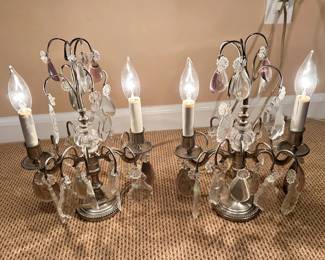 (2) Glass And Silver Electric Candelabras