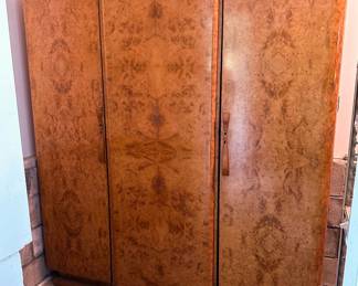 Vintage 1930s Art Deco Burlwood Wardrobe