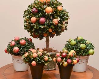 (5) Piece Collection Of Topiary Fruit Decor