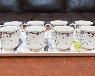(6) Villeroy & Boch Ceramic Cups With Serving Tray