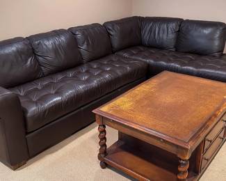 Large Brown Leather Sectional From Fortunoff