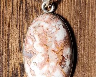 925 Silver On Cream And Orange Pendant