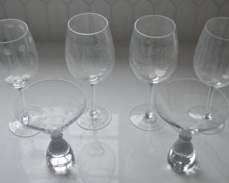 ETCHED WINE AND MARTINI GLASSES