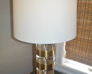 3 gold Ring on Lucite table lamp