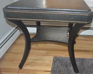 Crackle Black leather accent table