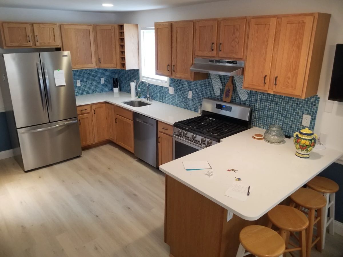 Handsome and immaculate wood kitchen cabinets