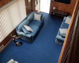 Denim slipcovered couches
