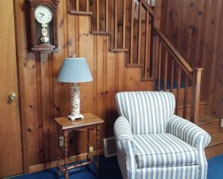 Herman Miller wall clock; End table; table lamp