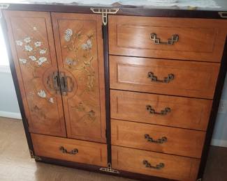 Lovely Chinoiserie armoire with drawers by Bassett Furniture