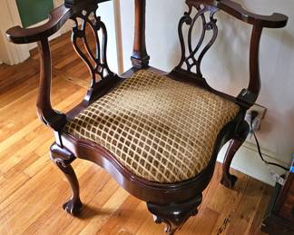 Immaculate Corner Chair Southwood ball and claw foot Chippendale.