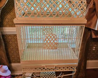Cream color tall metal Bird cage