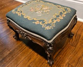 Needlepoint Footstool Antique.
