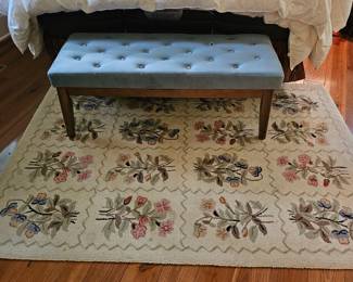 Pastel Blue Ottoman, Needlepoint Floor Rug
