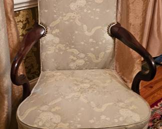PASTEL GREEN and Mahogany Armchair