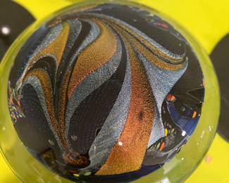 KARG DICHROIC LARGE IRIDESCENT GLASS SATELLITE DISC SCULPTURE WITH STAND