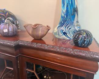 KARG GLASS PUMPKIN, ROLLIN KARG BOWL, ROLLIN KARG GLASS PAPER WEIGHT