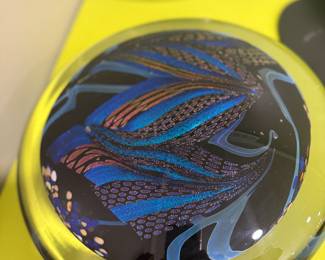 KARG DICHROIC LARGE IRIDESCENT GLASS SATELLITE DISC SCULPTURE WITH STAND