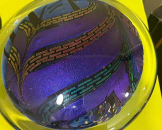 KARG DICHROIC LARGE IRIDESCENT GLASS SATELLITE DISC SCULPTURE WITH STAND