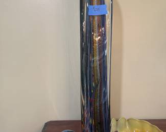 KARG ABSTRACT GLASS SCULPTURE, KARG GLASS PAPER WEIGHT, AND ROLLIN KARG GLASS BOWL