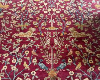 8'8 X 12' KARASTAN WOOL RUG. ANTIQUE LEGENDS EMPORERS HUNT . MODEL 2200-204. MADE OF 100% NEW ZEALAND WOOL. MACHINE WOVEN IN THE UNITED STATES. EXCELLENT CONDITION . LIFE EXPECTANCY WITH PROPER CARE IS 40-50 YEARS.