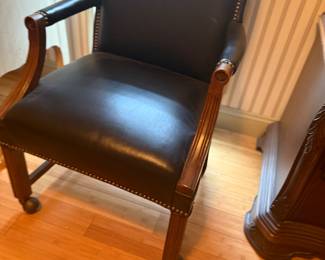 MCM FAIRFIELD HIGHBACK BLACK LEATHER ROLLING OFFICE CHAIR
