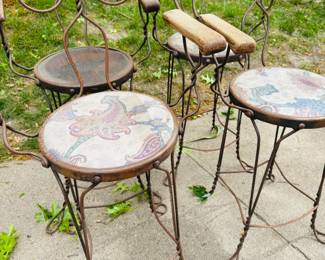 Antique Metal Parlor Stools