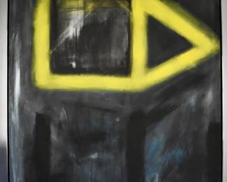 Anthony James abstract black and yellow painting on canvas